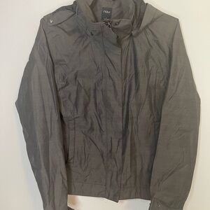 Nau Charcoal Windbreaker Jacket 100% recycled removable hood size small